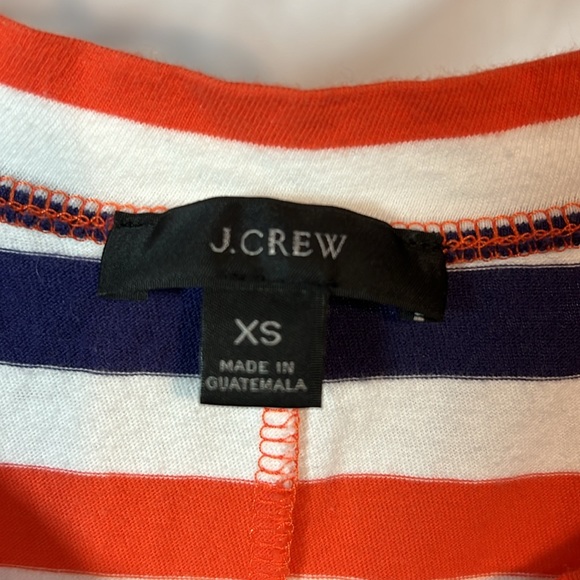 J. Crew Women’s Stripped Short Sleeve Long Dress- Orange White Navy - Picture 4 of 5